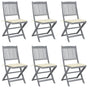 Folding Chairs 6 pcs with Cushions Solid Acacia Wood