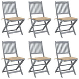 Folding Outdoor Chairs 6 pcs with Cushions Solid Acacia Wood