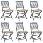 Folding Chairs 6 pcs with Cushions Solid Acacia Wood