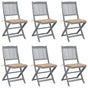Folding Chairs 6 pcs with Cushions Solid Acacia Wood