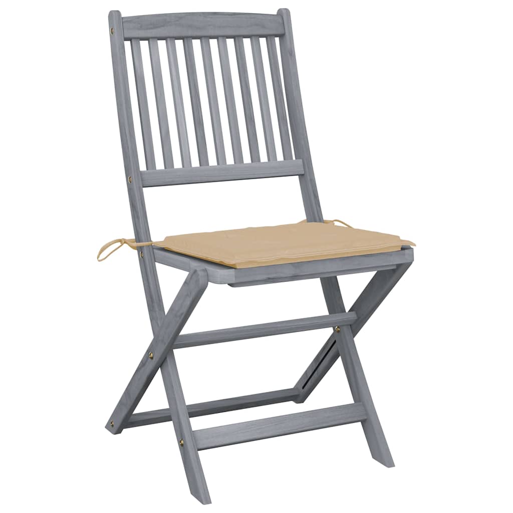 Folding Outdoor Chairs 6 pcs with Cushions Solid Acacia Wood