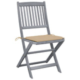Folding Outdoor Chairs 6 pcs with Cushions Solid Acacia Wood