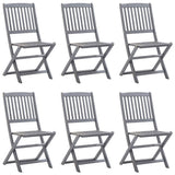 Folding Outdoor Chairs 6 pcs with Cushions Solid Acacia Wood