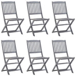 Folding Chairs 6 pcs with Cushions Solid Acacia Wood