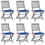 Folding Chairs 6 pcs with Cushions Solid Acacia Wood