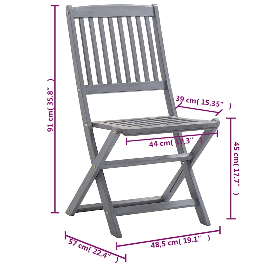 Folding Chairs 6 pcs with Cushions Solid Acacia Wood