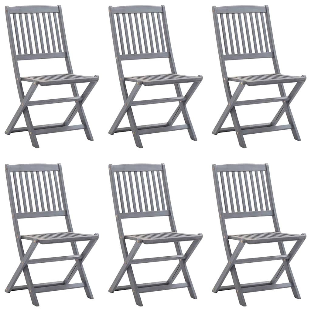 Folding Chairs 6 pcs with Cushions Solid Acacia Wood