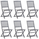 Folding Chairs 6 pcs with Cushions Solid Acacia Wood