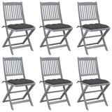 Folding Outdoor Chairs 6 pcs with Cushions Solid Acacia Wood