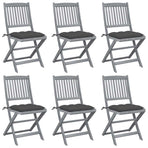 Folding Chairs 6 pcs with Cushions Solid Acacia Wood