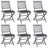 Folding Outdoor Chairs 6 pcs with Cushions Solid Acacia Wood