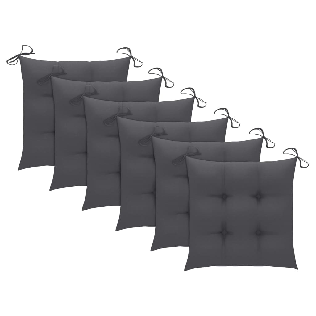Folding Outdoor Chairs 6 pcs with Cushions Solid Acacia Wood