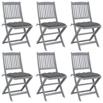 Folding Chairs 6 pcs with Cushions Solid Acacia Wood