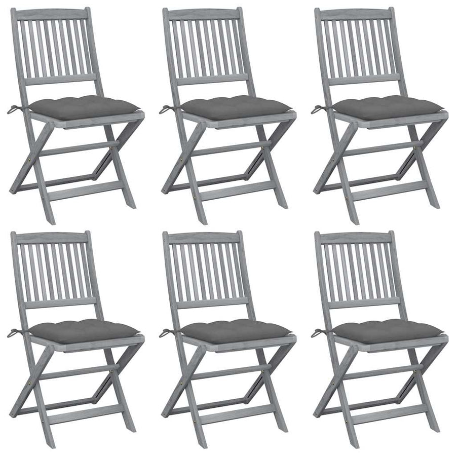 Folding Chairs 6 pcs with Cushions Solid Acacia Wood