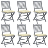 Folding Outdoor Chairs 6 pcs with Cushions Solid Acacia Wood