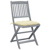 Folding Outdoor Chairs 6 pcs with Cushions Solid Acacia Wood - Front View