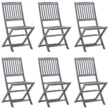 Folding Outdoor Chairs 6 pcs with Cushions Solid Acacia Wood - Side View