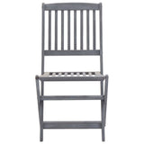 Folding Outdoor Chairs 6 pcs with Cushions Solid Acacia Wood - Rear View
