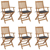 Folding Chairs 6 pcs with Cushions Solid Acacia Wood