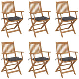 Folding Garden Chairs 6 pcs with Cushions Solid Wood Acacia