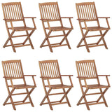 Folding Garden Chairs 6 pcs with Cushions Solid Wood Acacia - Front View