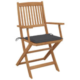 Folding Garden Chairs 6 pcs with Cushions Solid Wood Acacia - Side View