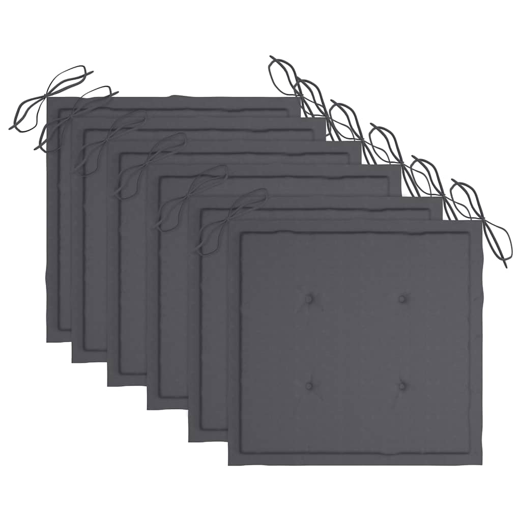 Folding Garden Chairs 6 pcs with Cushions Solid Wood Acacia