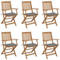 Folding Chairs 6 pcs with Cushions Solid Acacia Wood