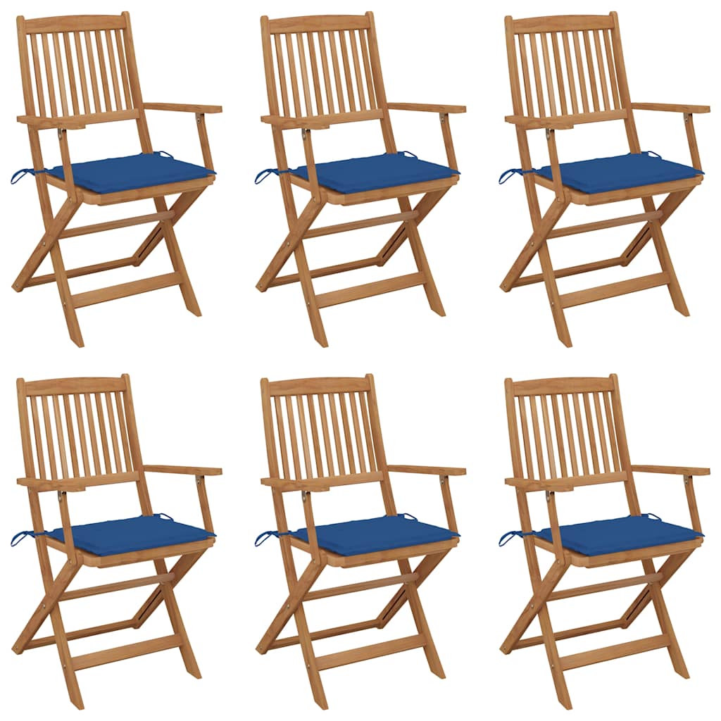 Folding Chairs 6 pcs with Cushions Solid Acacia Wood