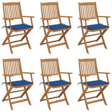 Folding Chairs 6 pcs with Cushions Solid Acacia Wood
