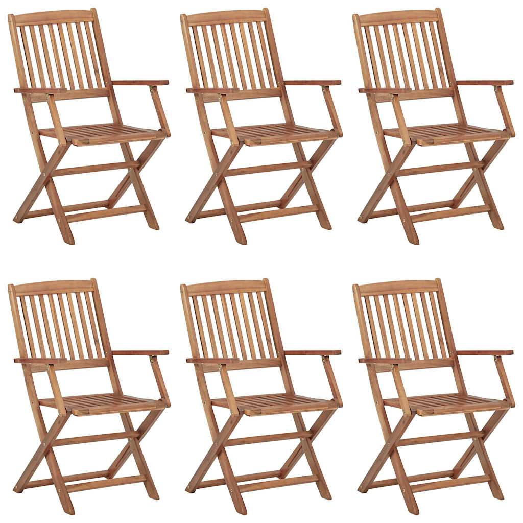 Folding Chairs 6 pcs with Cushions Solid Acacia Wood