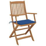 Folding Chairs 6 pcs with Cushions Solid Acacia Wood - Side View