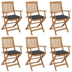 Folding Chairs 6 pcs with Cushions Solid Acacia Wood