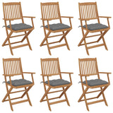 Folding Garden Chairs 6 pcs with Cushions Solid Wood Acacia
