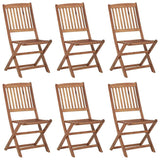 Folding Garden Chairs 6 pcs with Cushions Solid Wood Acacia - Front View