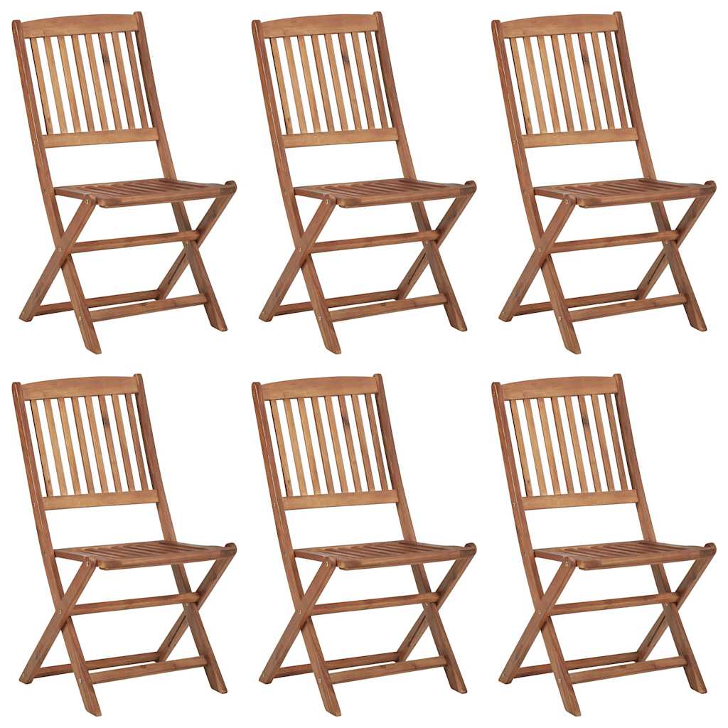Folding Garden Chairs 6 pcs with Cushions Solid Wood Acacia