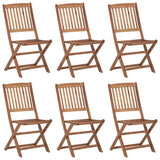 Folding Garden Chairs 6 pcs with Cushions Solid Wood Acacia - Front View