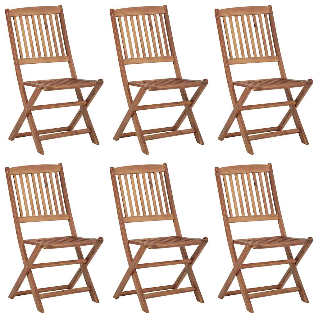 Folding Garden Chairs 6 pcs with Cushions Solid Wood Acacia