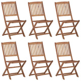 Folding Garden Chairs 6 pcs with Cushions Solid Wood Acacia
