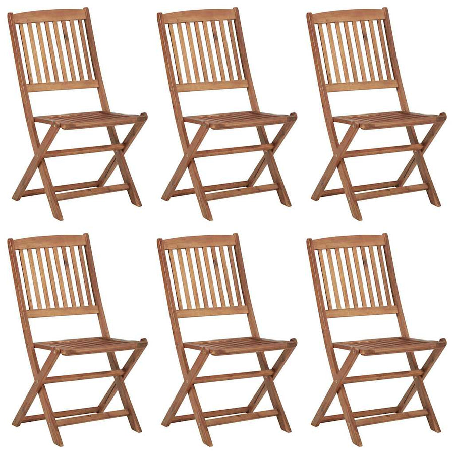 Folding Chairs 6 pcs with Cushions Solid Acacia Wood