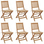 Folding Chairs 6 pcs with Cushions Solid Acacia Wood