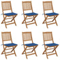 Folding Chairs 6 pcs with Cushions Solid Acacia Wood