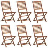 Folding Chairs 6 pcs with Cushions Solid Acacia Wood