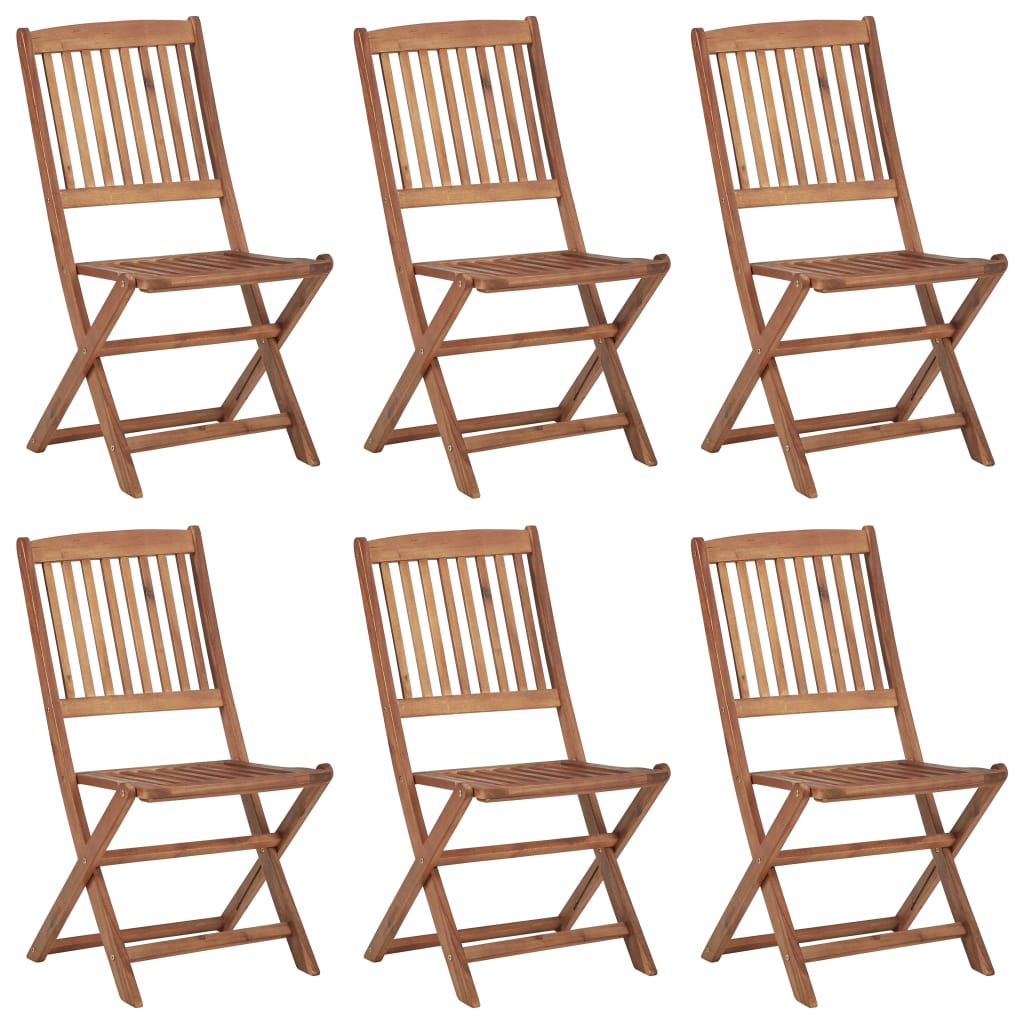 Folding Garden Chairs 6 pcs with Cushions Solid Wood Acacia