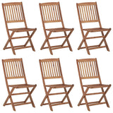 Folding Garden Chairs 6 pcs with Cushions Solid Wood Acacia - Front View