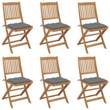 Folding Chairs 6 pcs with Cushions Solid Acacia Wood