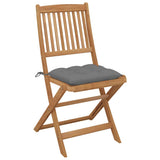 Folding Chairs 6 pcs with Cushions Solid Acacia Wood - Side View