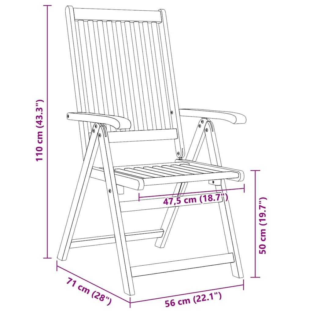 Folding Garden Chairs 4 pcs Solid Acacia Wood