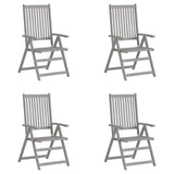 Garden Reclining Chairs 4 pcs Grey Solid Wood Acacia