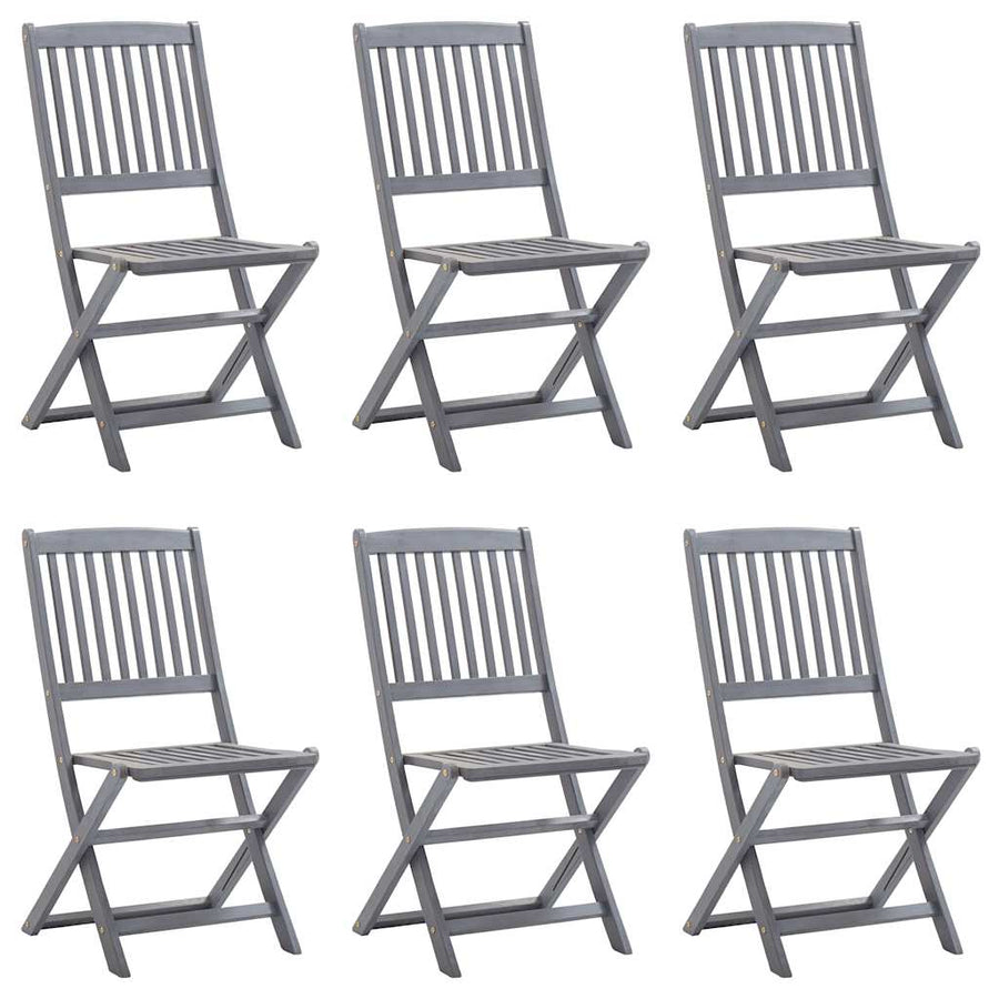 Folding Chairs 6 pcs Solid Acacia Wood